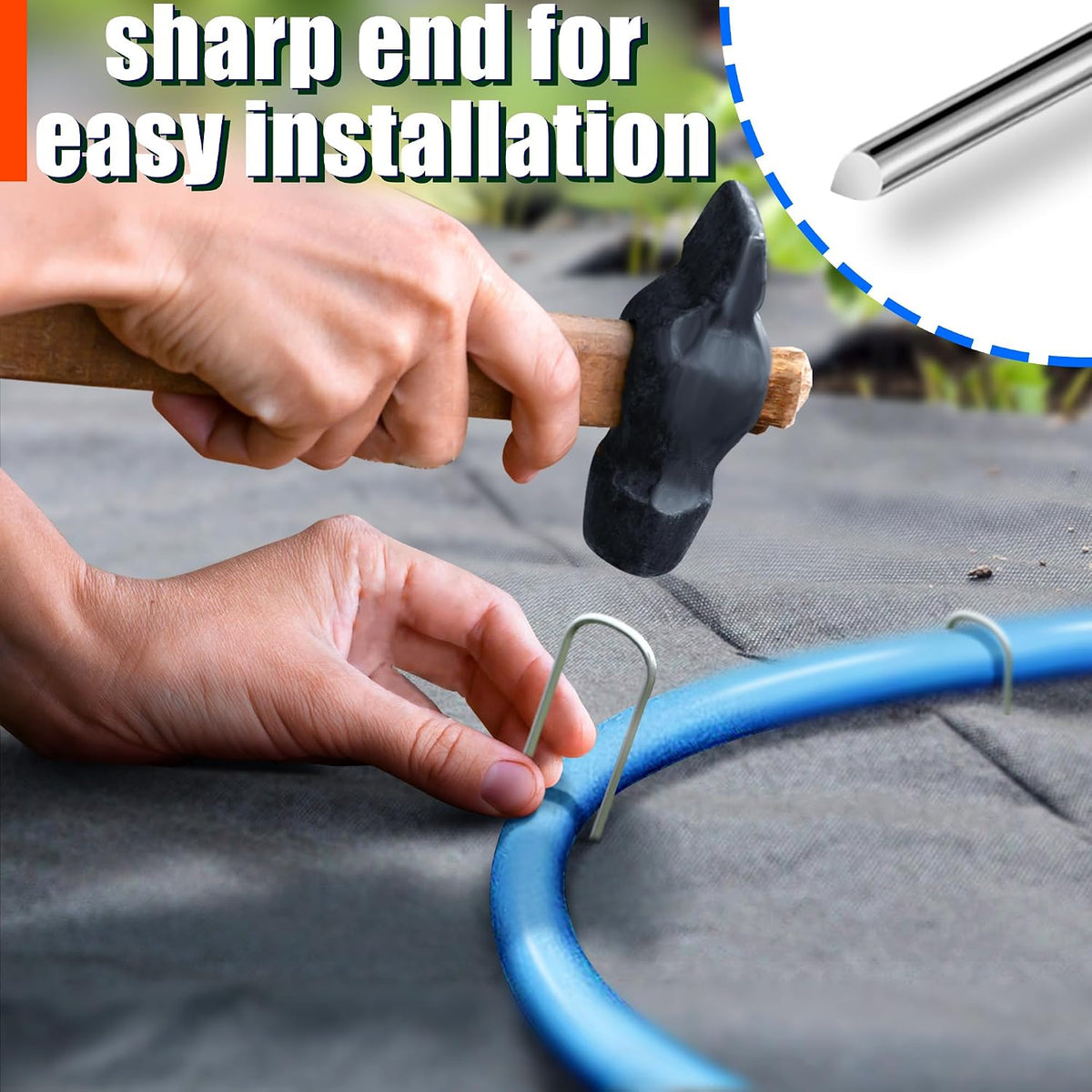 U Shaped Garden Stakes 4 Inch 40 Pack Drip Irrigation Stakes Galvanized Landscape Garden Staples Hose Stakes for Soaker Hose Drip Line Irrigation Tubing Tube, Lawn Ground and Weed Barriers