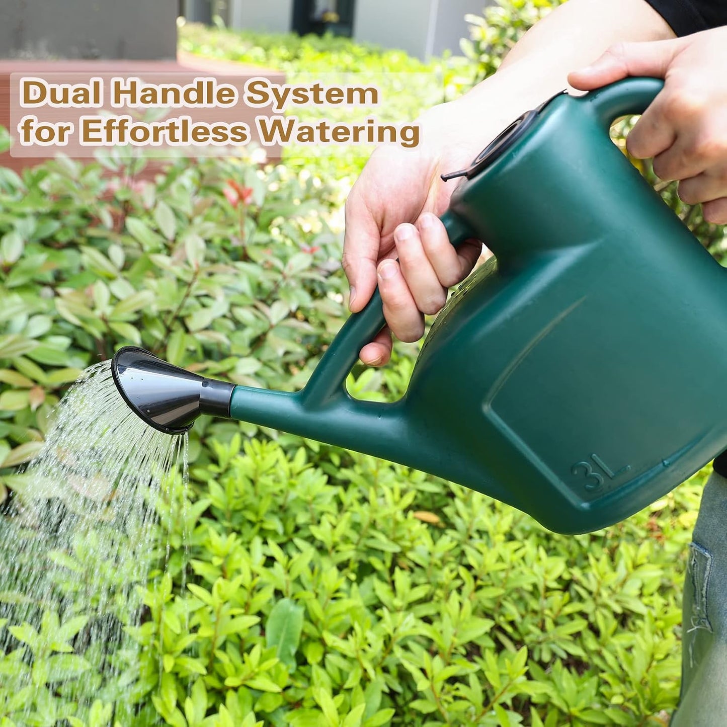 Small Watering Can for Indoor Plants, 0.8 Gallon Plastic Plant Watering Can with Long Spout, Lid and Detachable Sprinkler Head, 3L Lightweight Watering Pot for House Plants and Garden Flower