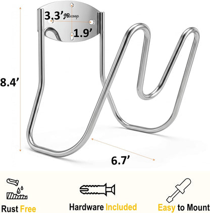 Stainless Steel Garden Hose Holder Wall Mount – Silver SUS304 Hose Hanger for Indoor & Outdoor Use