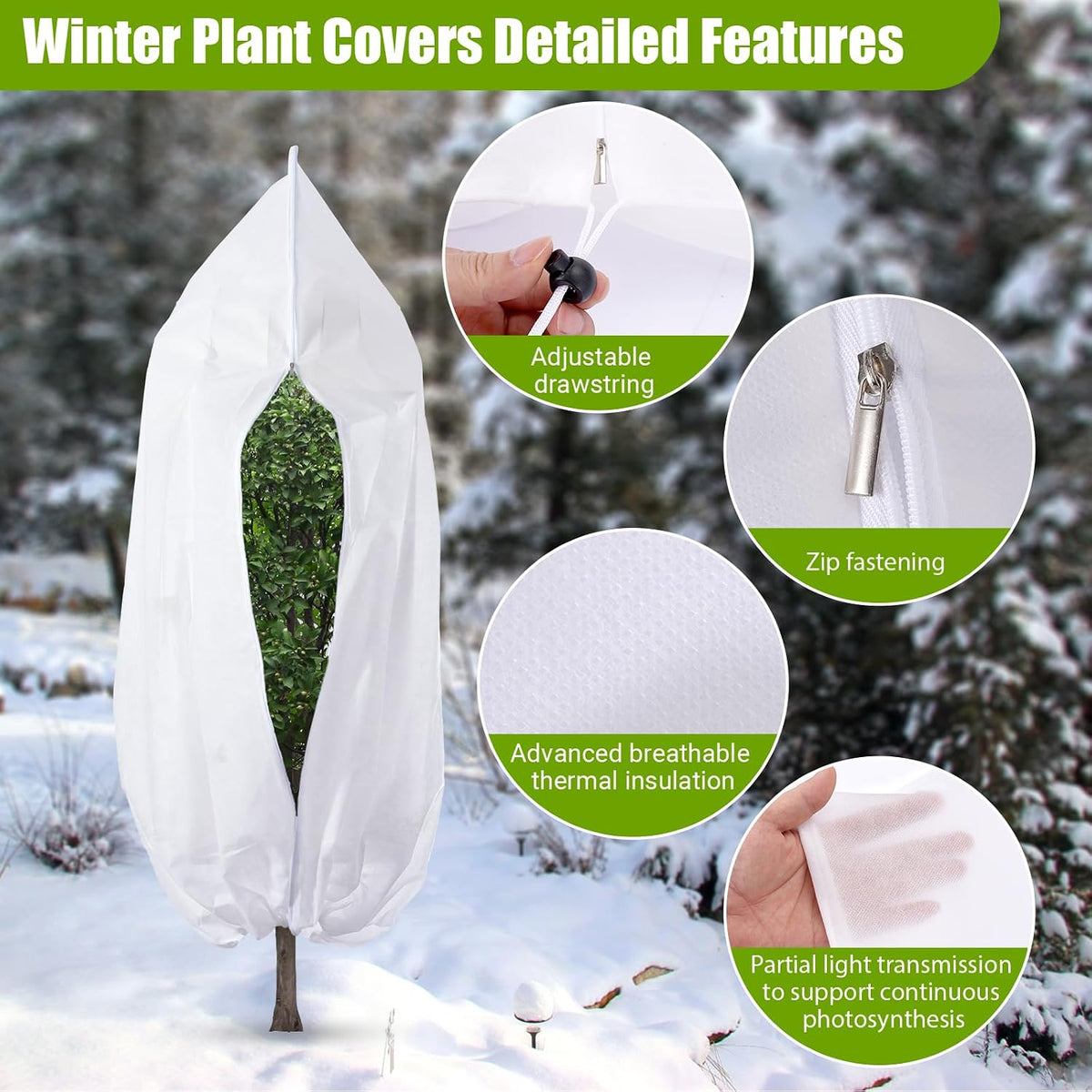 Ideal Swan 4 Pcs Plant Covers Freeze Protection for Winter Plant Cover