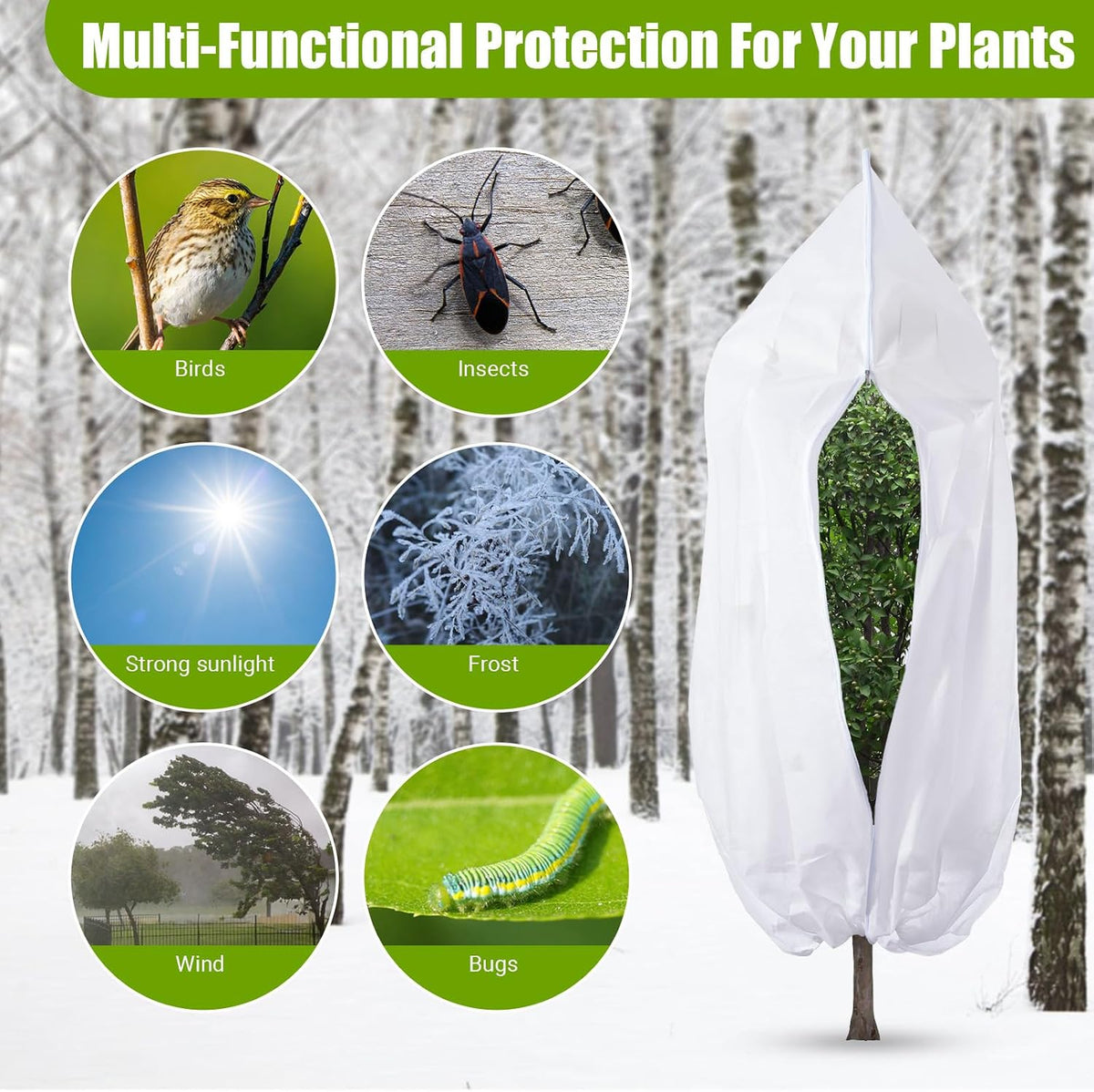 Ideal Swan 4 Pcs Plant Covers Freeze Protection for Winter Plant Cover