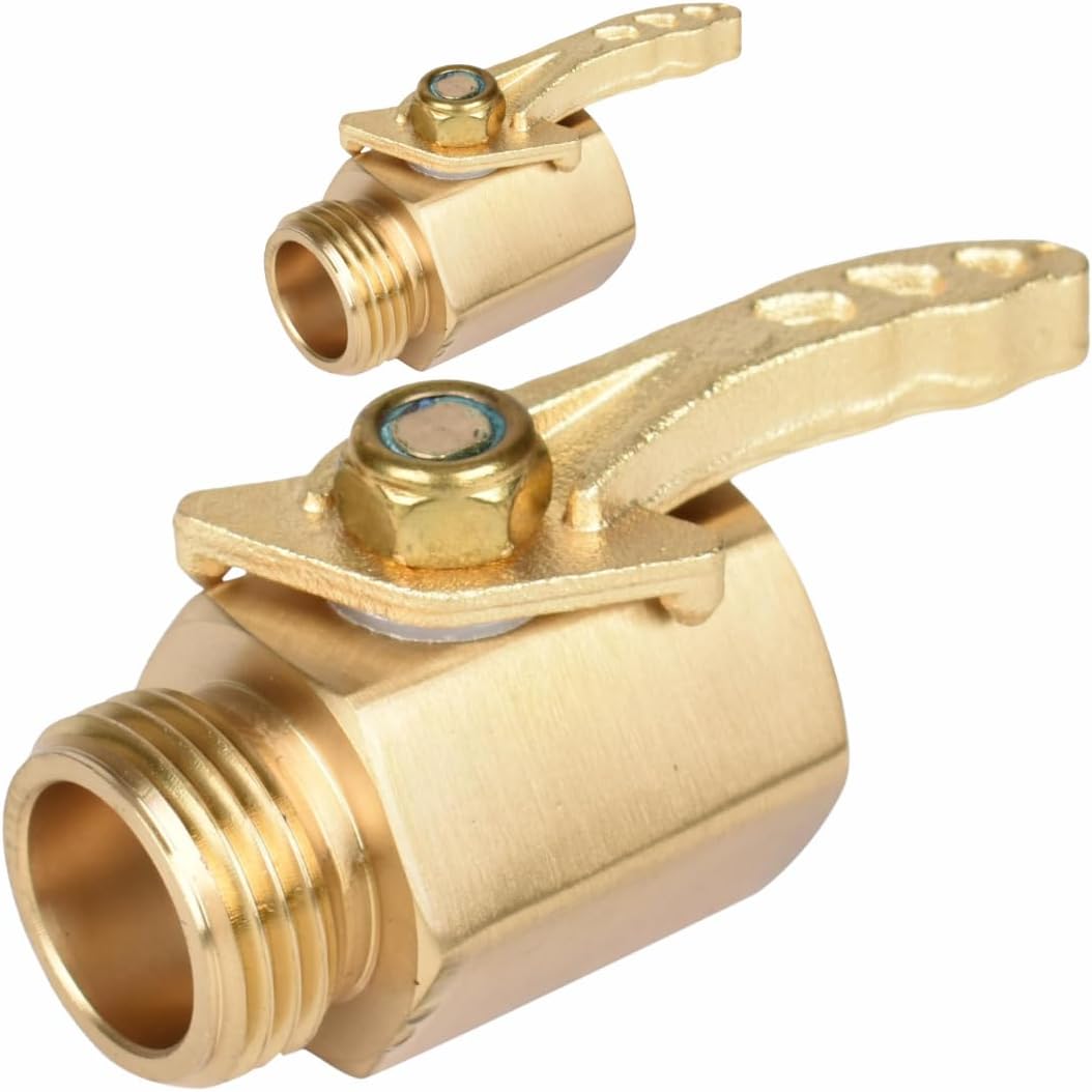 Brass Hose Y Connector Brass Garden Hose Adapter, Garden Hose Splitter 2 Way Heavy Duty, Hose Bib Splitter with 2 Extra Rubber Washers
