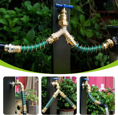 Brass Hose Y Connector Brass Garden Hose Adapter, Garden Hose Splitter 2 Way Heavy Duty, Hose Bib Splitter with 2 Extra Rubber Washers