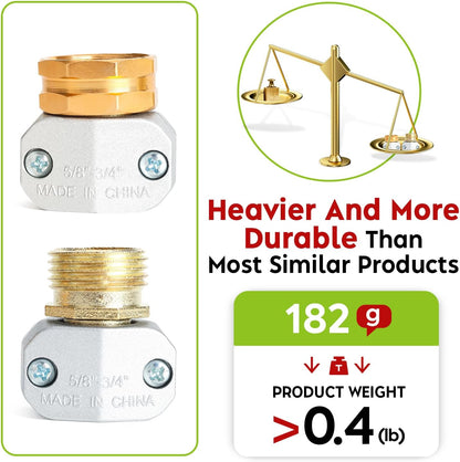 Brass Hose Y Connector Brass Garden Hose Adapter, Garden Hose Splitter 2 Way Heavy Duty, Hose Bib Splitter with 2 Extra Rubber Washers