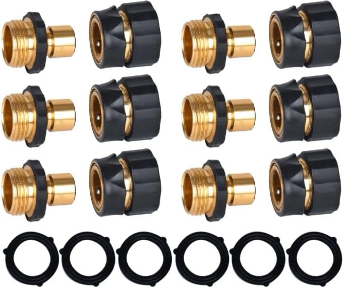 Brass Hose Y Connector Brass Garden Hose Adapter, Garden Hose Splitter 2 Way Heavy Duty, Hose Bib Splitter with 2 Extra Rubber Washers