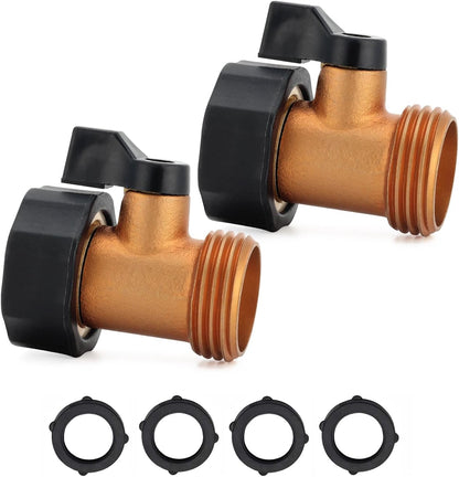 Brass Hose Y Connector Brass Garden Hose Adapter, Garden Hose Splitter 2 Way Heavy Duty, Hose Bib Splitter with 2 Extra Rubber Washers