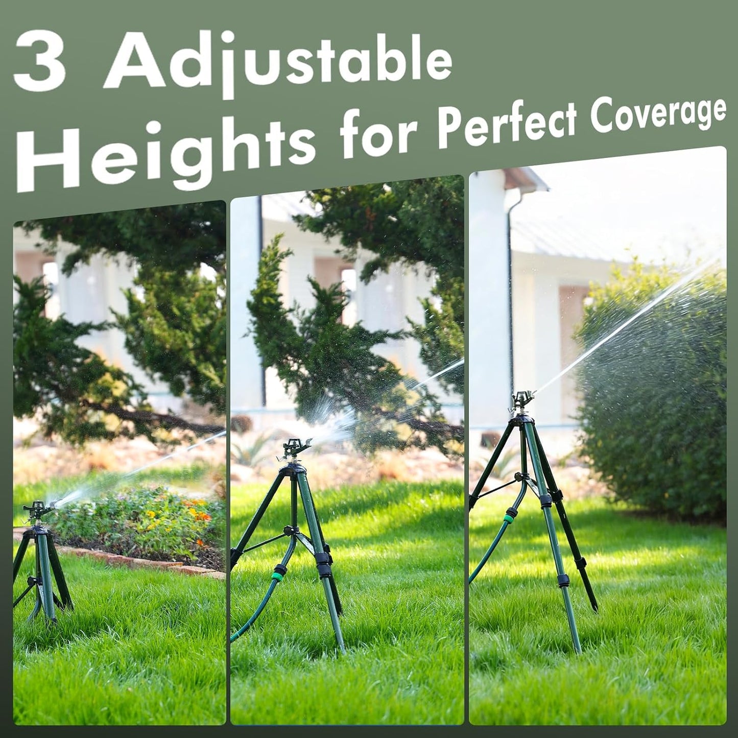 Adjustable Full Metal Tripod Sprinklers for Yard Large Area