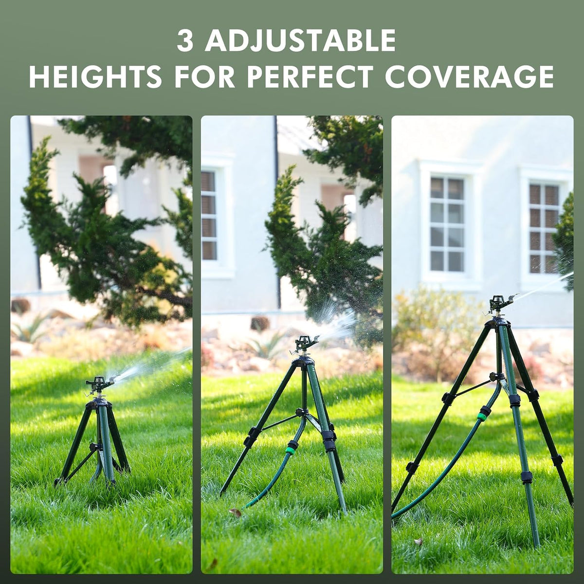 Adjustable Full Metal Tripod Sprinklers for Yard Large Area