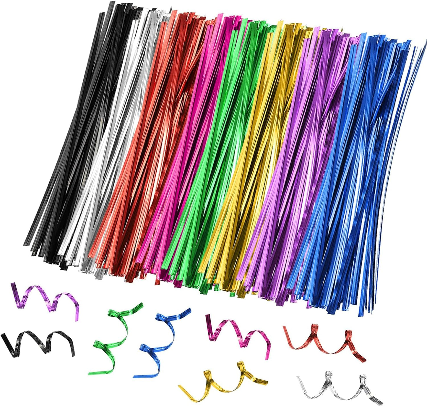 6" Twist Ties, Metallic Twist Ties, Reusable Plastic Coated Twist Ties for Bakery, Candy Bags, Coffee Bags, Goodie Bags, Pack of 800, Silver