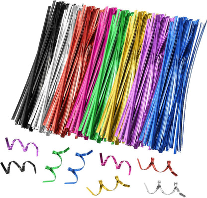 6" Twist Ties, Metallic Twist Ties, Reusable Plastic Coated Twist Ties for Bakery, Candy Bags, Coffee Bags, Goodie Bags, Pack of 800, Silver