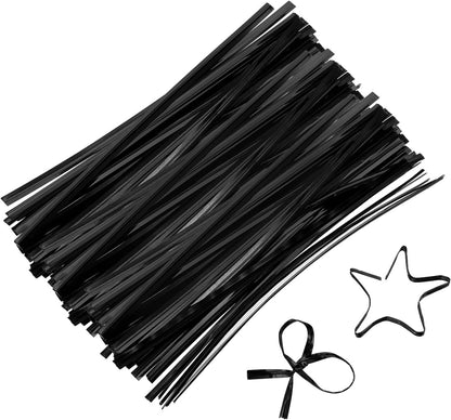 6" Twist Ties, Metallic Twist Ties, Reusable Plastic Coated Twist Ties for Bakery, Candy Bags, Coffee Bags, Goodie Bags, Pack of 800, Silver