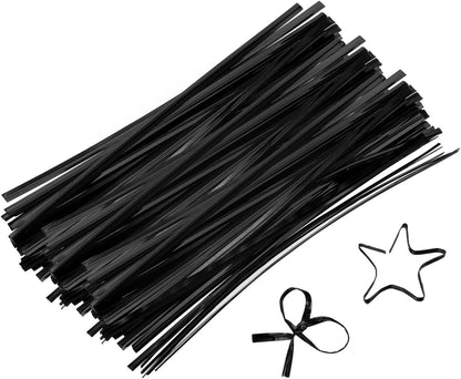 6" Twist Ties, Metallic Twist Ties, Reusable Plastic Coated Twist Ties for Bakery, Candy Bags, Coffee Bags, Goodie Bags, Pack of 800, Silver