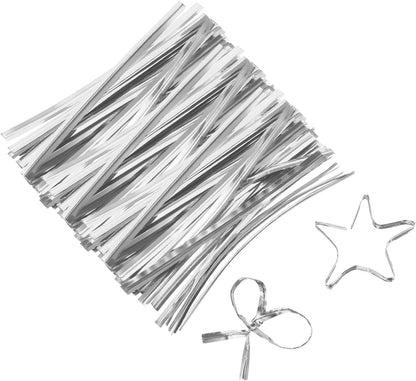 6" Twist Ties, Metallic Twist Ties, Reusable Plastic Coated Twist Ties for Bakery, Candy Bags, Coffee Bags, Goodie Bags, Pack of 800, Silver