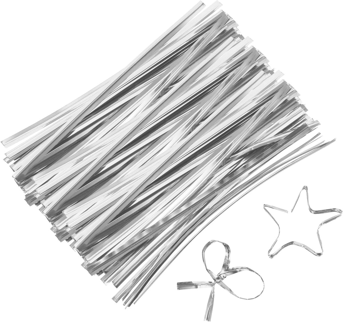 6" Twist Ties, Metallic Twist Ties, Reusable Plastic Coated Twist Ties for Bakery, Candy Bags, Coffee Bags, Goodie Bags, Pack of 800, Silver