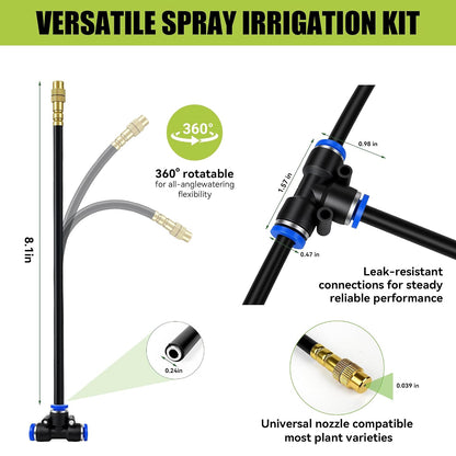 200FT 360° Adjustable Drip Irrigation Kit System for Garden Sprinklers for Yard Garden Watering System with 32 Nozzles Raised Bed Greenhouse Plant Watering Devices Misting System