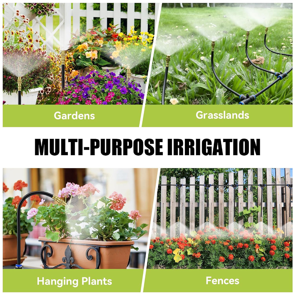200FT 360° Adjustable Drip Irrigation Kit System for Garden Sprinklers for Yard Garden Watering System with 32 Nozzles Raised Bed Greenhouse Plant Watering Devices Misting System