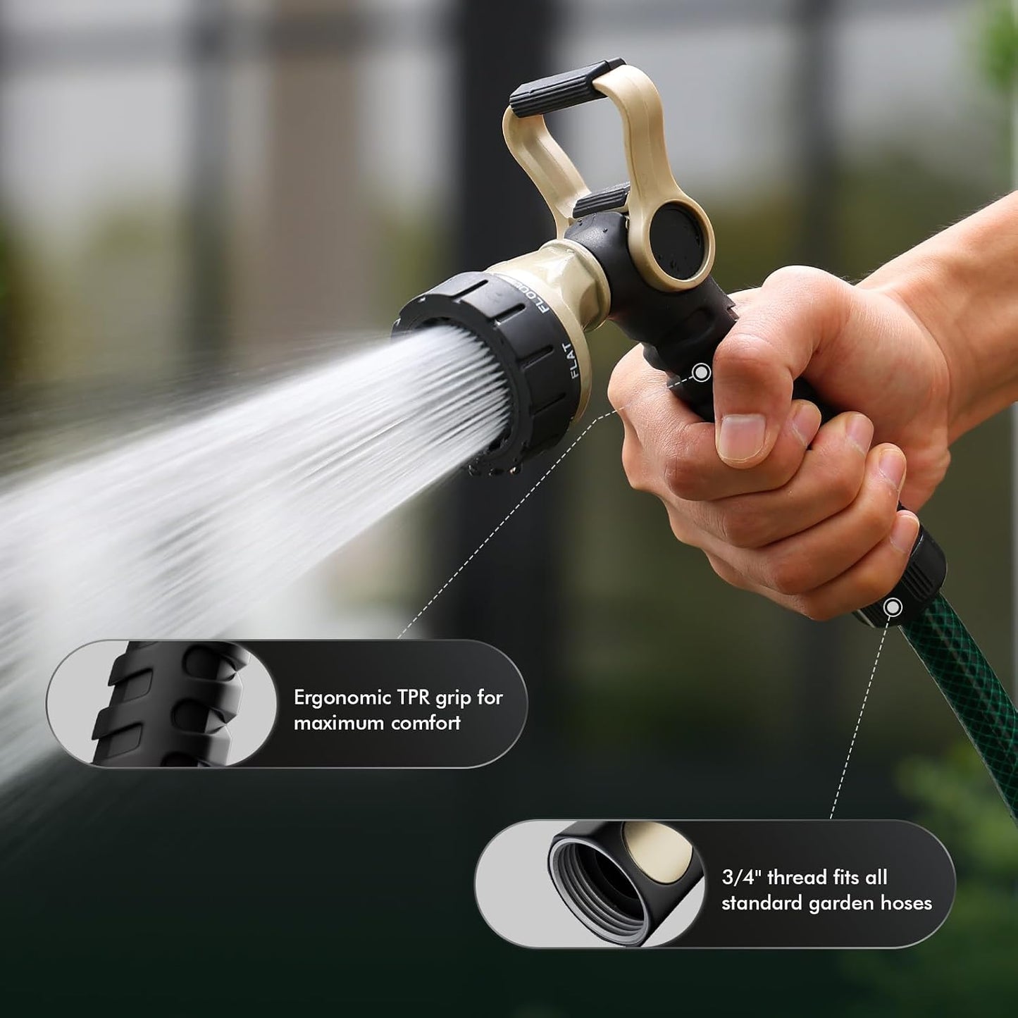 Garden Hose Nozzle, Heavy Duty Metal Water Hose Nozzle for Outdoor