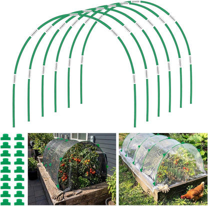 Garden Hoops for Raised Beds, Splinter-Free Fiberglass Greenhouse Hoops Grow Tunnel, 36 Pcs Adjustable Frame for Row Cover & Bird Netting, Rust-Proof DIY Outdoor Plant Stakes
