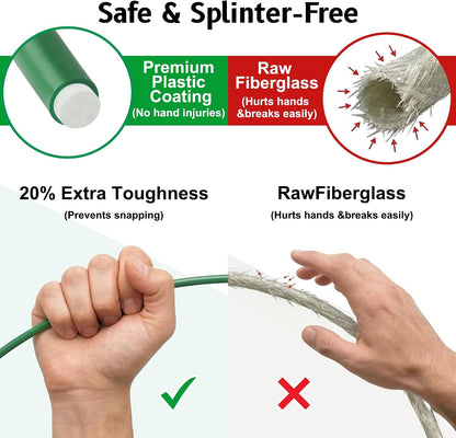 Garden Hoops for Raised Beds, Splinter-Free Fiberglass Greenhouse Hoops Grow Tunnel, 36 Pcs Adjustable Frame for Row Cover & Bird Netting, Rust-Proof DIY Outdoor Plant Stakes