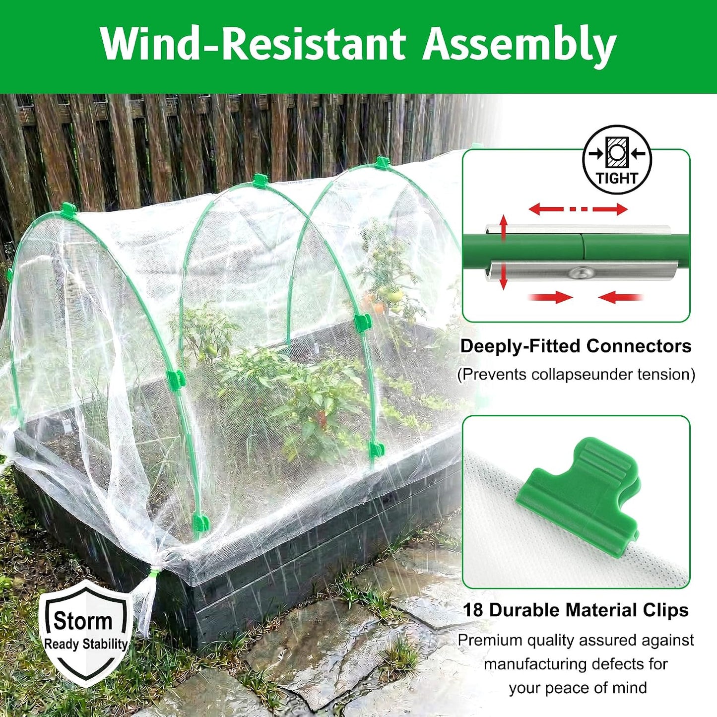Garden Hoops for Raised Beds, Splinter-Free Fiberglass Greenhouse Hoops Grow Tunnel, 36 Pcs Adjustable Frame for Row Cover & Bird Netting, Rust-Proof DIY Outdoor Plant Stakes