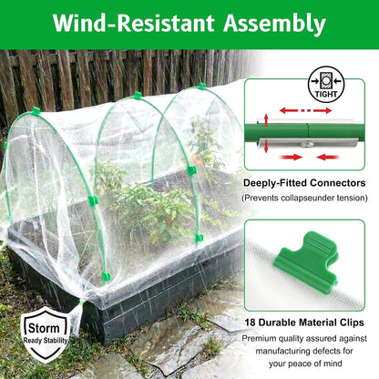 Garden Hoops for Raised Beds, Splinter-Free Fiberglass Greenhouse Hoops Grow Tunnel, 36 Pcs Adjustable Frame for Row Cover & Bird Netting, Rust-Proof DIY Outdoor Plant Stakes