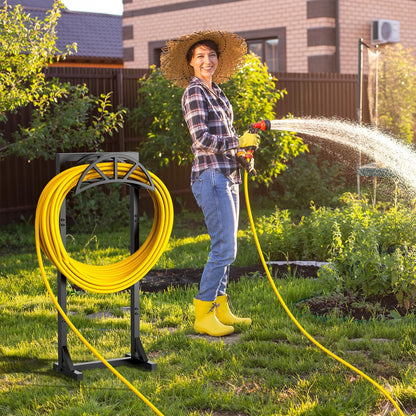 Garden Hose Holder Stand, Heavy Duty Freestanding Metal Hose Holder with 4 Spikes, Hose Reel Alternative Holds up to 150 ft for Yard Lawn Garden Patio