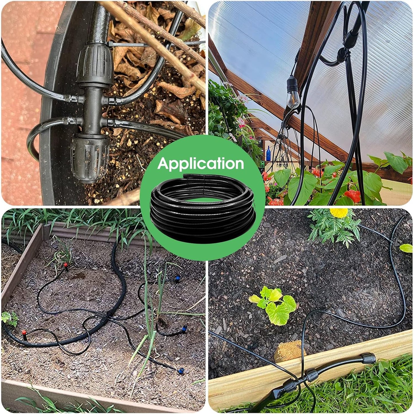 240FT Drip Irrigation System Kit, Automatic Garden Watering Misting System for Greenhouse, Yard, Lawn, Plant with 1/2 inch Hose 1/4 inch Distribution Tubing and Accessories