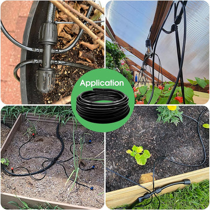 240FT Drip Irrigation System Kit, Automatic Garden Watering Misting System for Greenhouse, Yard, Lawn, Plant with 1/2 inch Hose 1/4 inch Distribution Tubing and Accessories