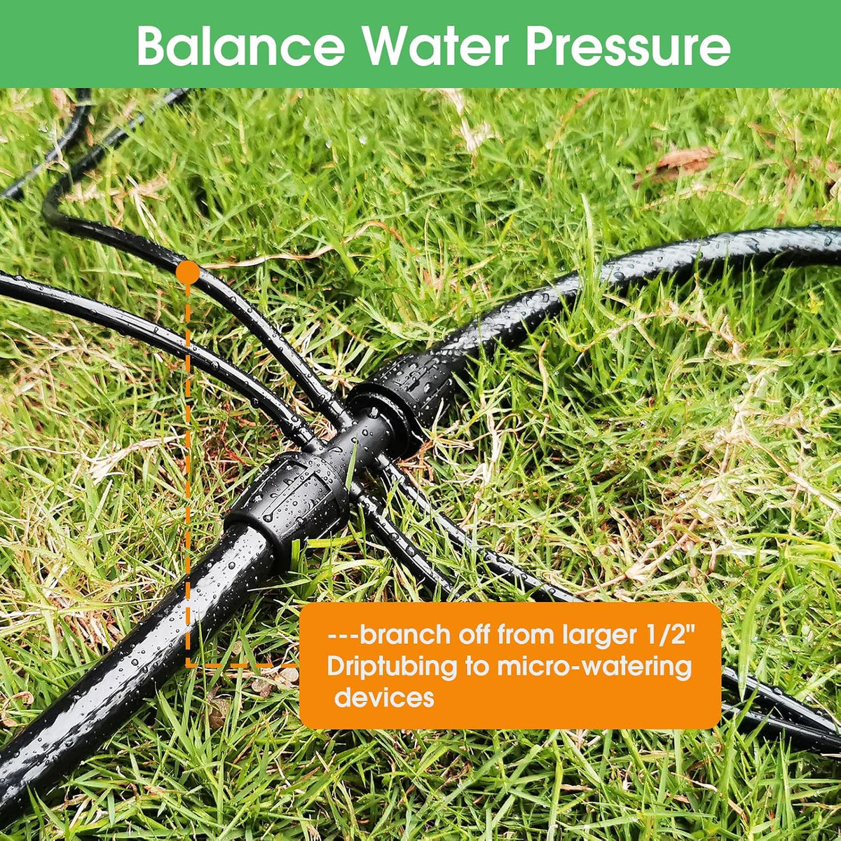 240FT Drip Irrigation System Kit, Automatic Garden Watering Misting System for Greenhouse, Yard, Lawn, Plant with 1/2 inch Hose 1/4 inch Distribution Tubing and Accessories