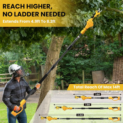 2-in-1 Cordless Pole Pruning Shears for Dewalt 20V Battery (No Battery)