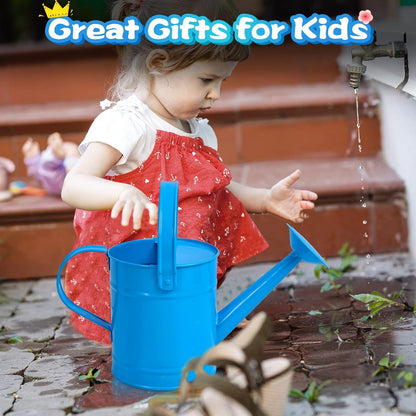 Blue Metal Watering Can, 1.5L for Kids Comfort Handle