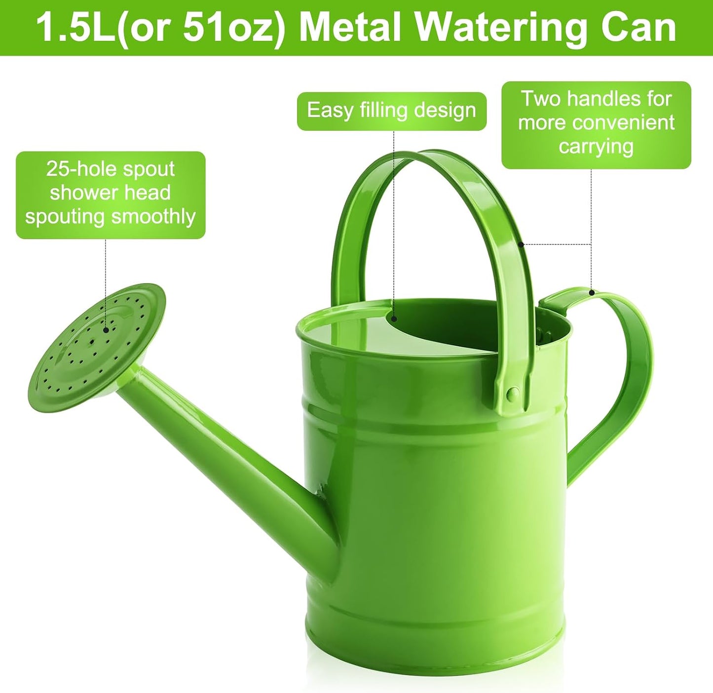 Blue Metal Watering Can, 1.5L for Kids Comfort Handle