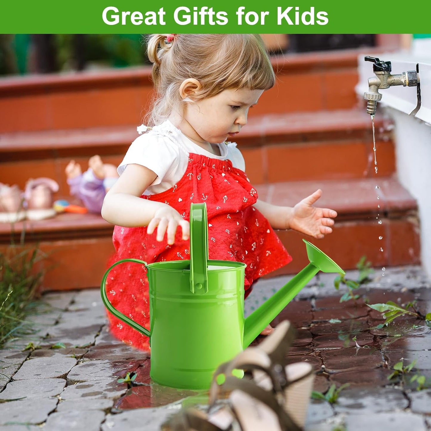 Blue Metal Watering Can, 1.5L for Kids Comfort Handle
