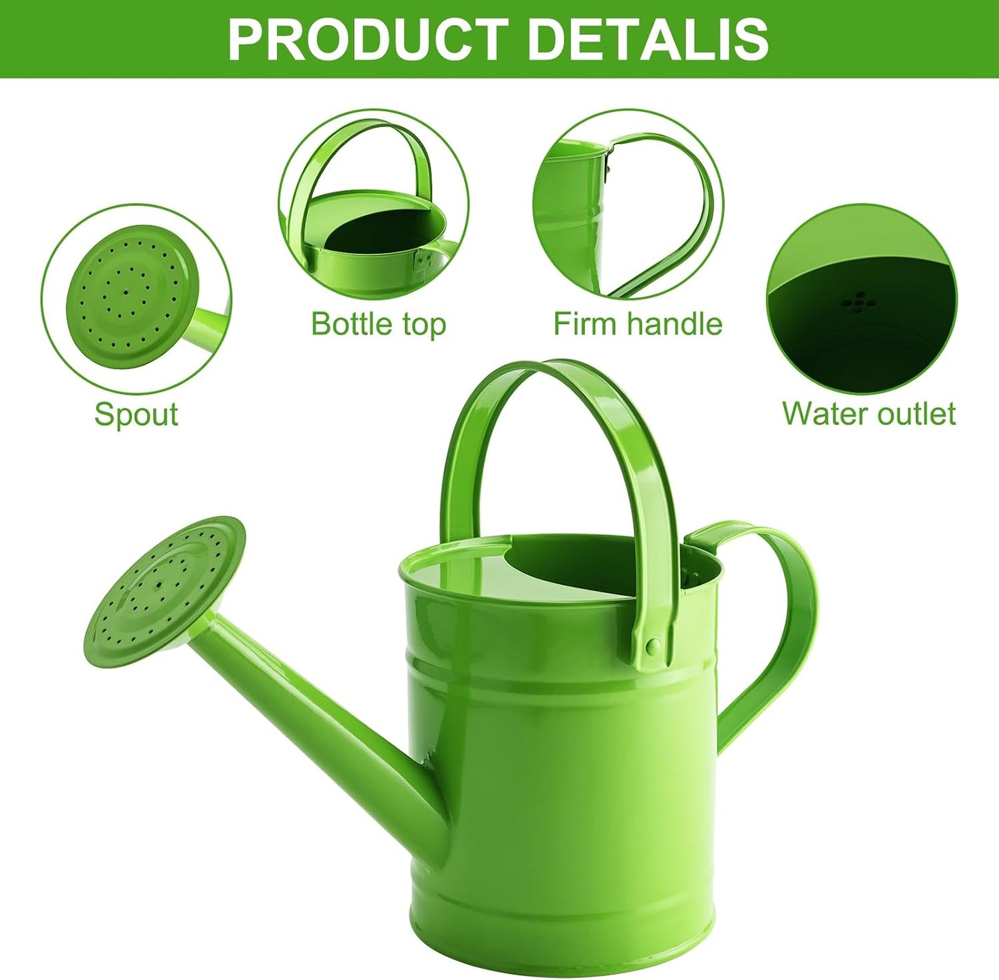 Blue Metal Watering Can, 1.5L for Kids Comfort Handle