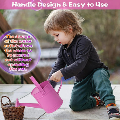 Blue Metal Watering Can, 1.5L for Kids Comfort Handle