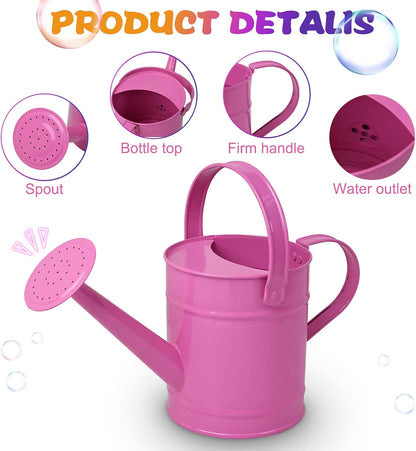 Blue Metal Watering Can, 1.5L for Kids Comfort Handle