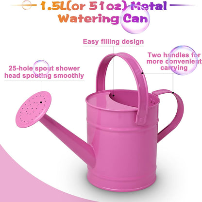 Blue Metal Watering Can, 1.5L for Kids Comfort Handle