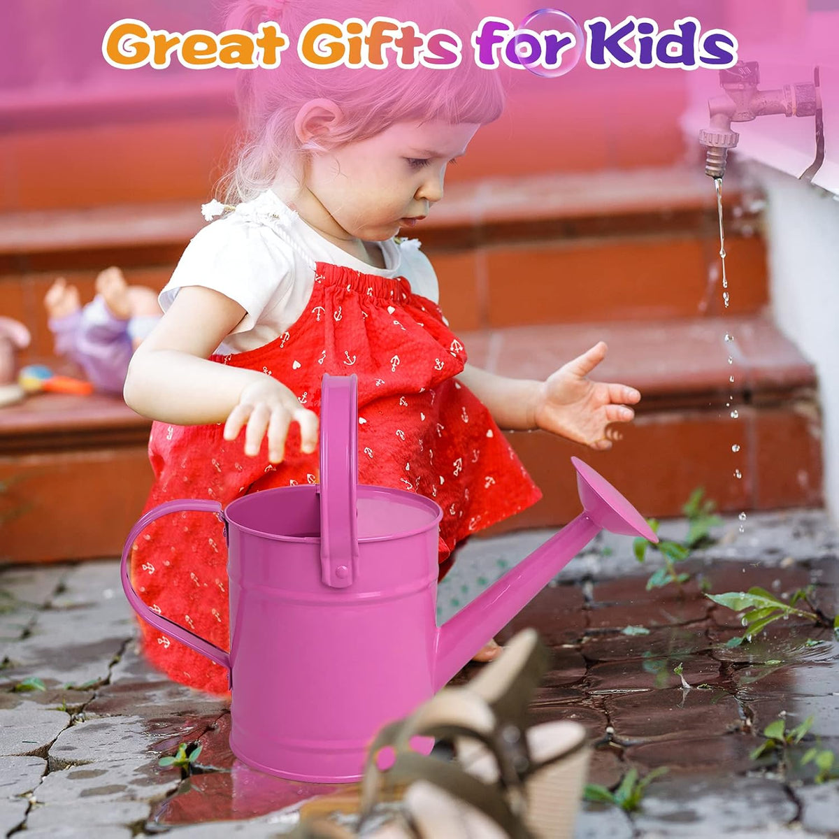 Blue Metal Watering Can, 1.5L for Kids Comfort Handle