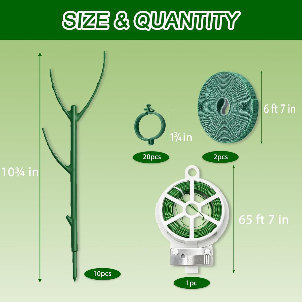 10Pcs Stackable Monstera Plant Support Stakes, Indoor Climbing Poles with Clips and Ties for Potted Plants and Pothos