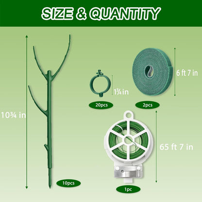 10Pcs Stackable Monstera Plant Support Stakes, Indoor Climbing Poles with Clips and Ties for Potted Plants and Pothos