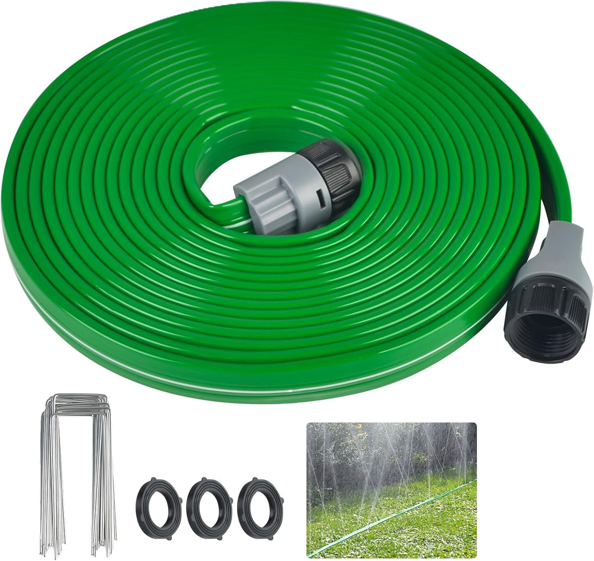 50 Ft Sprinkler Soaker Hose with Holes, Flat Garden Soaker Hose Kit