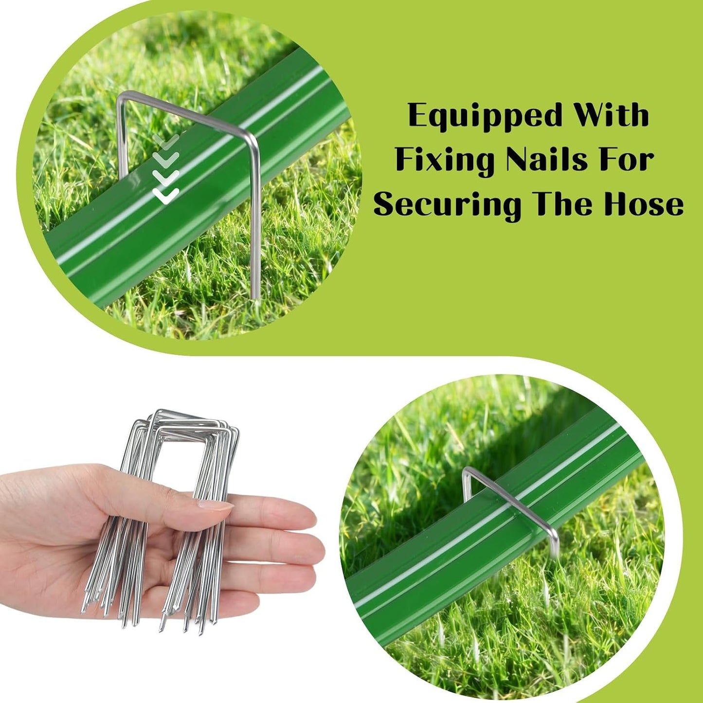 50 Ft Sprinkler Soaker Hose with Holes, Flat Garden Soaker Hose Kit