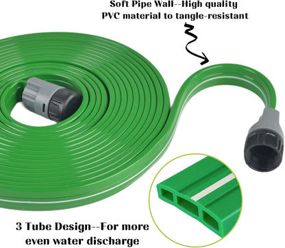 50 Ft Sprinkler Soaker Hose with Holes, Flat Garden Soaker Hose Kit
