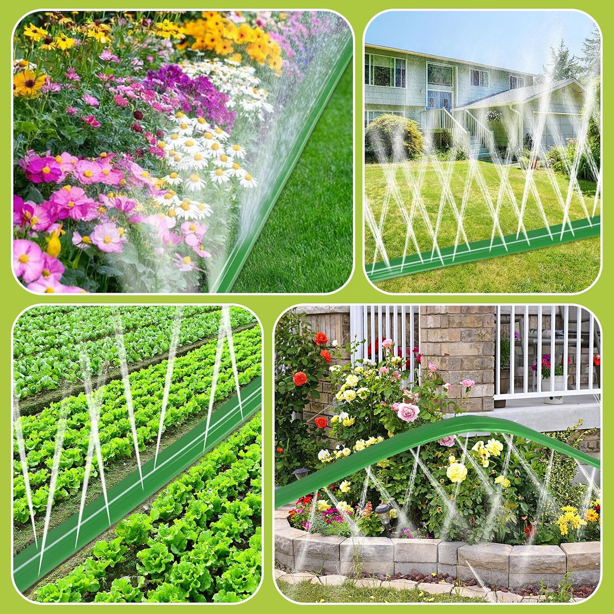 50 Ft Sprinkler Soaker Hose with Holes, Flat Garden Soaker Hose Kit