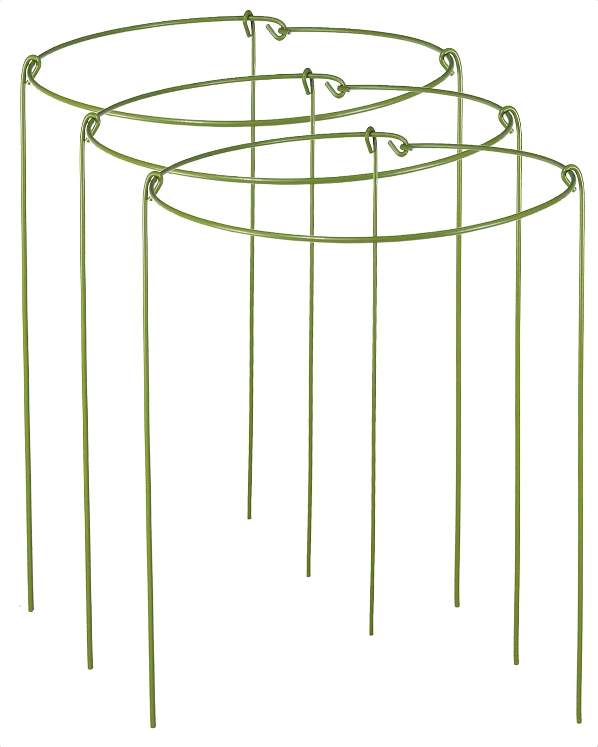5 Pack Plant Support Stakes, Adjustable Plant Ring Cages with Green Rubber Wrapping, Ideal for Orchids, Indoor and Outdoor Potted Plants, 6" Wide x 11" High