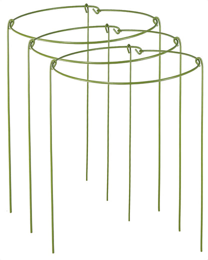 5 Pack Plant Support Stakes, Adjustable Plant Ring Cages with Green Rubber Wrapping, Ideal for Orchids, Indoor and Outdoor Potted Plants, 6" Wide x 11" High