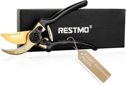Pruning Shears, 8.6 Inch, Titanium Blade, Bypass, Black