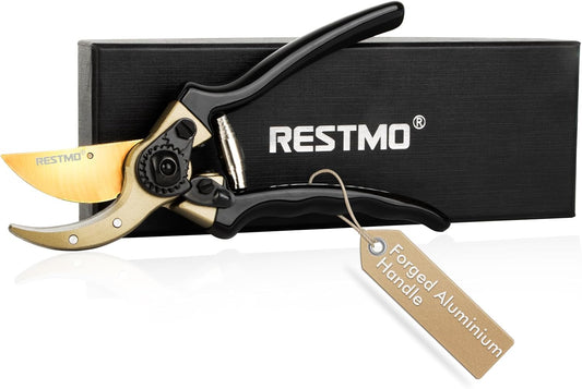 Pruning Shears, 8.6 Inch, Titanium Blade, Bypass, Black