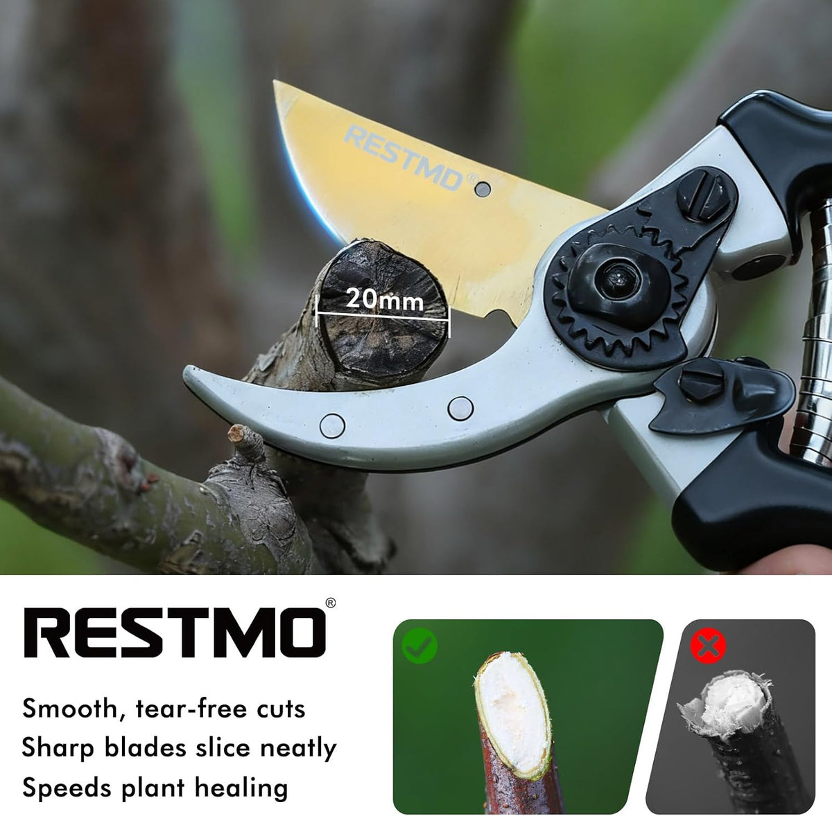 Pruning Shears, 8.6 Inch, Titanium Blade, Bypass, Black