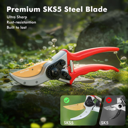 Pruning Shears, 8.6 Inch, Titanium Blade, Bypass, Black